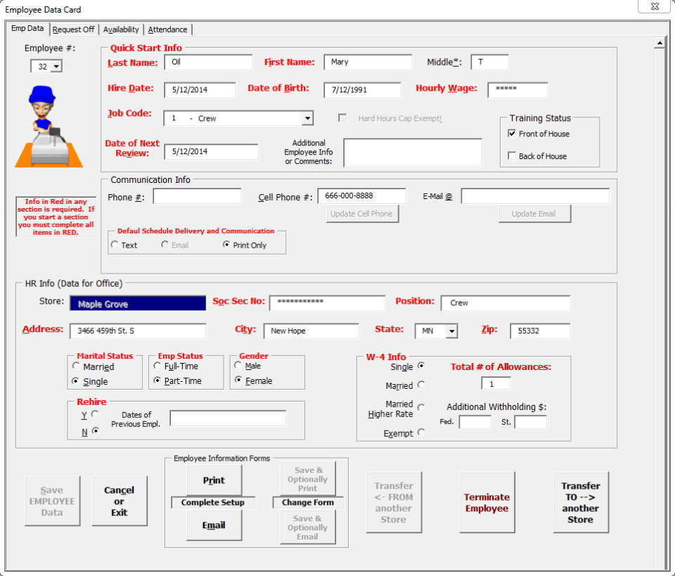 screenshot of Weekly Work Scheduler